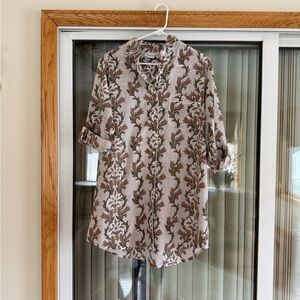 NWOT Julia Amory Floral Striped Husband Shirt